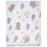 Toalha de banho c/ capuz em fralda Urso Celeste Soft - Baby Joy