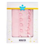 Manta para bebê em Microfibra Soft Pompons Rosa - Baby Joy