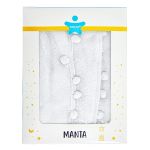 Manta para bebê em Microfibra Soft Pompons Branco - Baby Joy