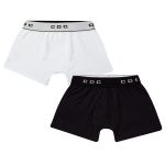 Kit com 2 Cuecas Boxer em malha Branca/Preta - Cara de Criança