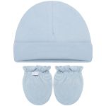 Kit Touca e Luva para bebê em malha Azul - Roana