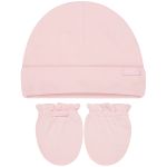 Kit Touca e Luva para bebe em malha Rosa - Roana
