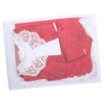 Saída Maternidade para bebê Florzinhas: Casaquinho + Body longo + Calça + Manta - Roana