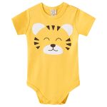 Body curto c/ Shorts para bebê em suedine Tigre - Pingo Lelê