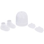 Kit c/ Touca, Luva e Sapatinho para bebê recém-nascido em tricot Branco - Pimpolho