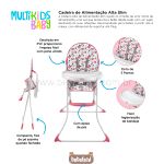 Cadeira Alta de Alimentação Slim Pêssego Rosa (6m+) - Multikids Baby