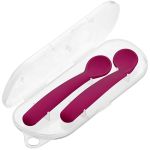 Kit 2 Colheres de Silicone com Estojo First Bites Rosa (6m+) - Multikids Baby