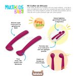 Kit 2 Colheres de Silicone com Estojo First Bites Rosa (6m+) - Multikids Baby