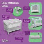 Berço Desmontável Serene Cinza (0-15kg) - Multikids Baby