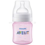 Kit Mamadeira Anticólica 125ml + Bico n° 2 Rosa (0m+) - Philips Avent