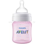 Kit Mamadeira Anticólica 125ml + Bico n° 2 Rosa (0m+) - Philips Avent