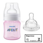 Kit Mamadeira Anticólica 125ml + Bico n° 2 Rosa (0m+) - Philips Avent