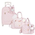 Mala com rodinhas + Bolsa Everyday + Bolsa Térmica Organizadora Ballet Rosa - Masterbag