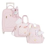 Mala com rodinhas + Bolsa Everyday + Mochila Lu Ballet Rosa - Masterbag