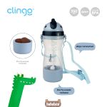 Garrafa Travel c/ Porta Biscoito Marinho 350ml (6m+) - Clingo