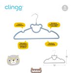 Kit 5 Cabides Aveludado Urso Azul - Clingo