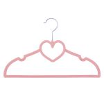 Kit 5 Cabides Aveludado Coração Rosa - Clingo