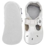 Sapatilha Boneca para bebê em couro Eco Prata - Babo Uabu
