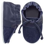Sapatinho para bebê Top Sider em couro Denim Marinho - Babo Uabu