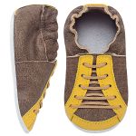 Tênis para bebê em couro Eco Stone/Amarelo - Babo Uabu