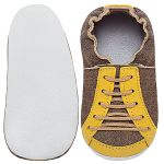Tênis para bebê em couro Eco Stone/Amarelo - Babo Uabu