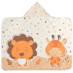 Toalha c/ capuz atoalhado e forro em fralda para bebê Safari Folhas Bambi - Incomfral