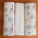 Kit 3 Cueiros para bebê flanelado Girafa Bublim - Incomfral