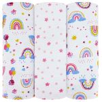 Kit 3 Cueiros para bebê flanelado Arco-Íris Bublim - Incomfral