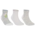Tripack: 3 meias Soquete para bebê Flor/Branco/Mescla