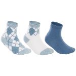 Tripack: 3 meias Soquete para bebê Xadrez/Branco/Azul