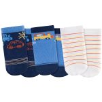 Tripack: 3 meias Soquete para bebê Carro/Branco/Azul