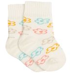 Meia Soquete para bebê Floral Marfim - Lupo