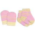 Kit Luva e Meia para bebê recém-nascido Rosa/Amarelo - Lupo