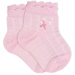Tripack: 3 meias Soquete para bebê Branco/Flor/Branco - Lupo
