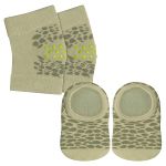 Kit Meia Sapatilha e Joelheira para bebê c/ antiderrapante Dino Caqui - Lupo