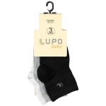 Tripack: 3 meias Soquete para bebê Branca/Cinza/Preta - Lupo