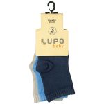 Tripack: 3 meias Soquete para bebê Cinza/Azul/Marinho - Lupo