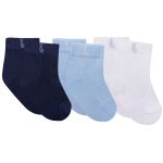 Tripack: 3 meias Soquete para bebê Marinho/Azul/Branca - Lupo