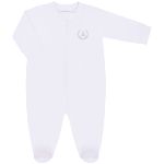 Pack 2 Macacões longos com zíper para bebê em algodão egípcio Branco - Coquelicot
