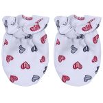 Touca + Par de Luvas para bebê em suedine Love - Coquelicot
