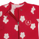 Pack 2 Macacões longos com zíper para bebê em algodão egípcio Flowers - Coquelicot