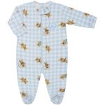 Macacão longo para bebê em algodão egípcio Urso Xadrez Azul - Coquelicot