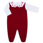 Jogo Maternidade: Jardineira + Body longo golinha + Touca + Par de Luvas + Manta + Vira Manta em suedine Vermelho - Coquelicot