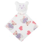 Kit: Naninha Ursinha + Touca + Par de Luvas para bebê em suedine Baby Bear - Coquelicot