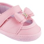 Sapatilha para bebê Lacinho Strass Rosa - Keto Baby