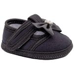 Sapatilha para bebê em malha Laço Preto - Keto Baby