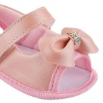 Sandália Peeptoe para bebê Laço Strass Rosa - Keto Baby