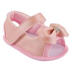 Sandália Peeptoe para bebê Laço Strass Rosa - Keto Baby