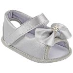 Sandália Peeptoe para bebê Lacinho Strass Prata - Keto Baby