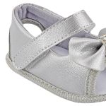 Sandália Peeptoe para bebê Lacinho Strass Prata - Keto Baby